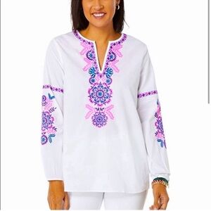 Lilly Pulitzer embroidered Coretta Tunic Resort white